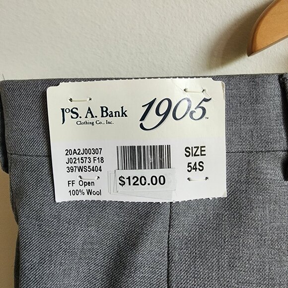 54 Waist Dress Pants Gray Short Jos A Bank 1905 Pant Wool New Nwt Size Man Light - Picture 4 of 17